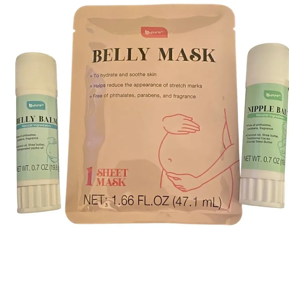 Pregnancy comfort GIFT set NEW pack 3 items belly mask nipple balm belly balm